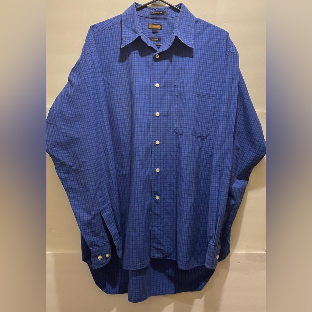 Coach Men's Blue Checkered Casual Shirt - Picture 2 of 13